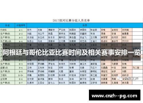 阿根廷与哥伦比亚比赛时间及相关赛事安排一览 阿根廷与哥伦比亚比赛时间及相关赛事安排一览
